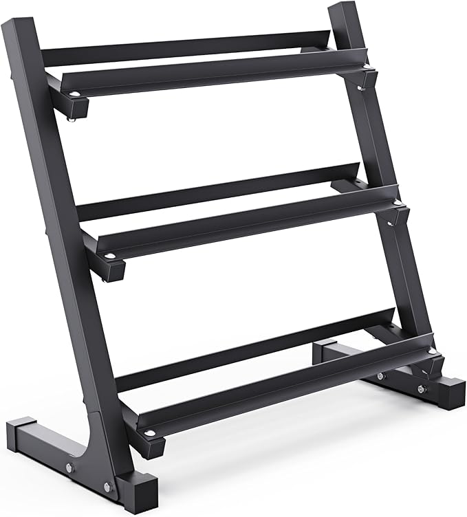 Synergee Dumbbell Rack for Home Gym – 3 Tier Adjustable Weight Rack for Dumbbells – Space-Saving Storage Shelf – Available in 38" or 46" – Heavy Duty Steel Frame – Easy Assembly