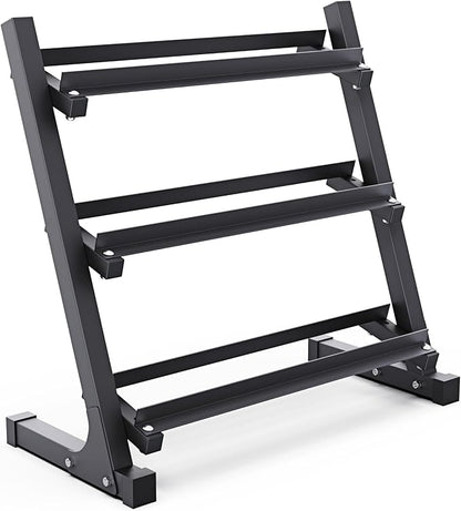 Synergee Dumbbell Rack for Home Gym – 3 Tier Adjustable Weight Rack for Dumbbells – Space-Saving Storage Shelf – Available in 38" or 46" – Heavy Duty Steel Frame – Easy Assembly