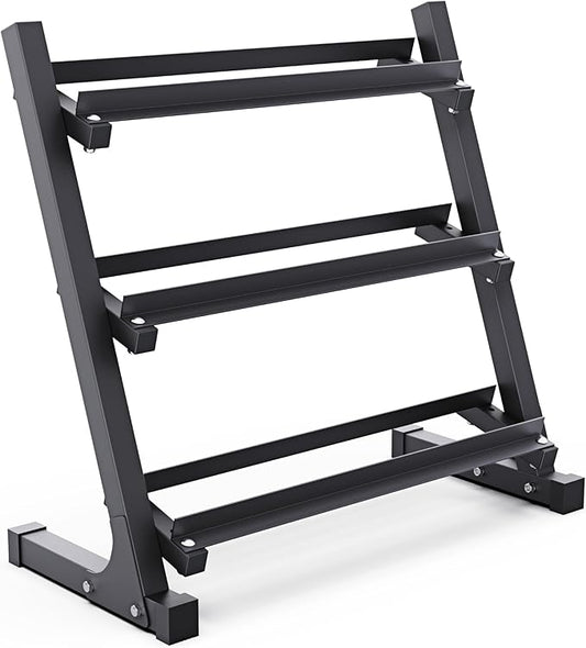 Synergee Dumbbell Rack for Home Gym – 3 Tier Adjustable Weight Rack for Dumbbells – Space-Saving Storage Shelf – Available in 38" or 46" – Heavy Duty Steel Frame – Easy Assembly