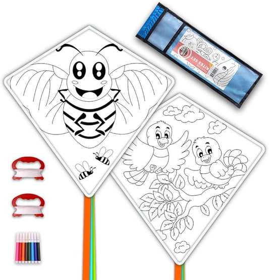 DIY Kites for Kids Kite Making Kit Bulk, Decorating Coloring Kite Party Pack,White Diamond Kite Kits
