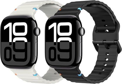 MoKo 2Pack Sport Watch Band Compatible with Apple Watch Band Ultra3/2/1 49mm/Series 11/10/9/8/7/6/5/4/3/2/1/SE3/SE2/SE 46/45/44/42/41/40/38mm,Adjustable Breathable Strap