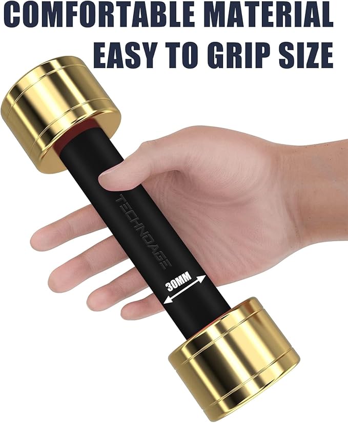 TECHNOAGE Round Dumbbell Sets with Steel Handle, Odorless Neoprene rubber Handle Cover