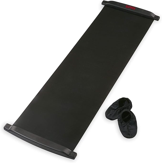 SPRI Slide Board (71" L x 20" W) with End Stops, Sliding Booties, Mesh Carrying Bag and Exercise Guide for Low Impact Balance Training (Skating, Hockey)