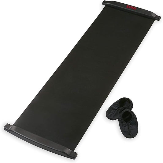 SPRI Slide Board (71" L x 20" W) with End Stops, Sliding Booties, Mesh Carrying Bag and Exercise Guide for Low Impact Balance Training (Skating, Hockey)