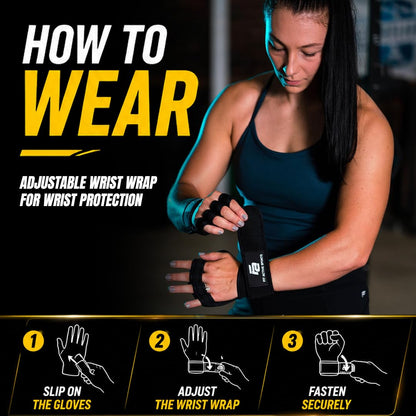Fit Active Sports Weight Lifting Workout Gloves with Built-in Wrist Wraps for Men and Women - Great