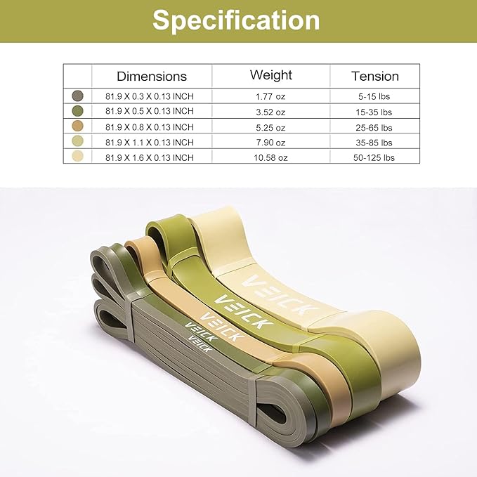 VEICK Resistance Bands for Working Out, Exercise Bands, Workout Bands, Pull Up Assistance Bands, Long Heavy Stretch Bands Set for Men and Women, Power Weight Gym at Home Fitness Equipment