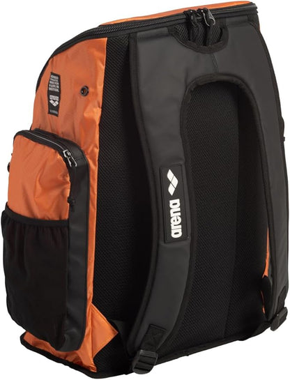 ARENA Spiky III Backpack 45 Swimming Athlete Sports Gym Rucksack Large Training Gear Equipment Swim Bag for Men and Women, 45 Liters, Orange