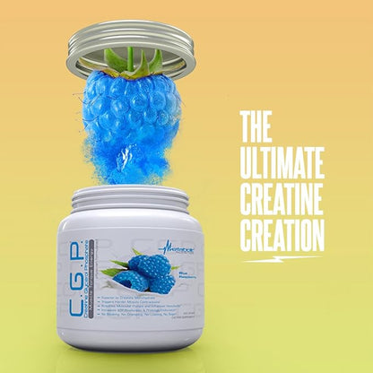 Metabolic Nutrition, CGP, Creatine Glycerol Phosphate, 100% Micronized Creatine Powder, Pre Intra Post Workout Supplement, Blue Raspberry, 400 Grams (40 Servings)