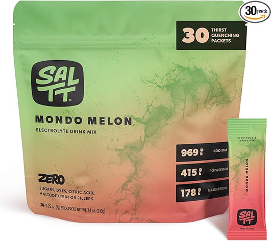 Keto Chow SALTT Electrolytes Powder Packets, Mondo Melon (30 Hydration Packets) - Magnesium