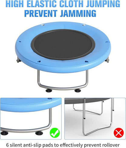 55" Small Trampoline for Kids, Telawah Indoor Outdoor with with Enclosure Net, Safety Enclosure, Round Jumping Mat with Basketball Hoops, Birthday Gifts for Children