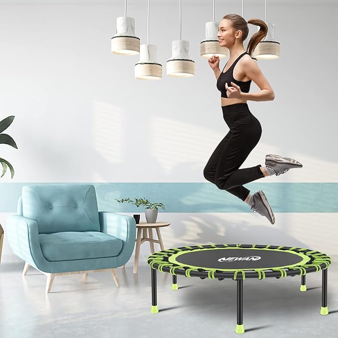 Newan 40"-48" Silent Mini Trampoline Fitness Trampoline Bungee Rebounder Jumping Cardio Trainer Workout for Adults-Max Limit 330lbs