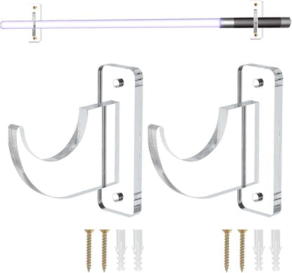 uxcell Sword Wall Mount Holder, 1 Set Acrylic Light Saber Display Rack Wall-Mounted Sword Stand Display for Light Saber Sword Wall Bracket, Clear