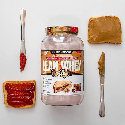 Musclesport Lean Whey Revolution?? Whey Protein Isolate with Hydrolyzed Whey - Low Calorie, Low Carb, Low Fat, Incredible Flavors - 25g Protein per Scoop (2LB, Peanut Butter & Jelly)