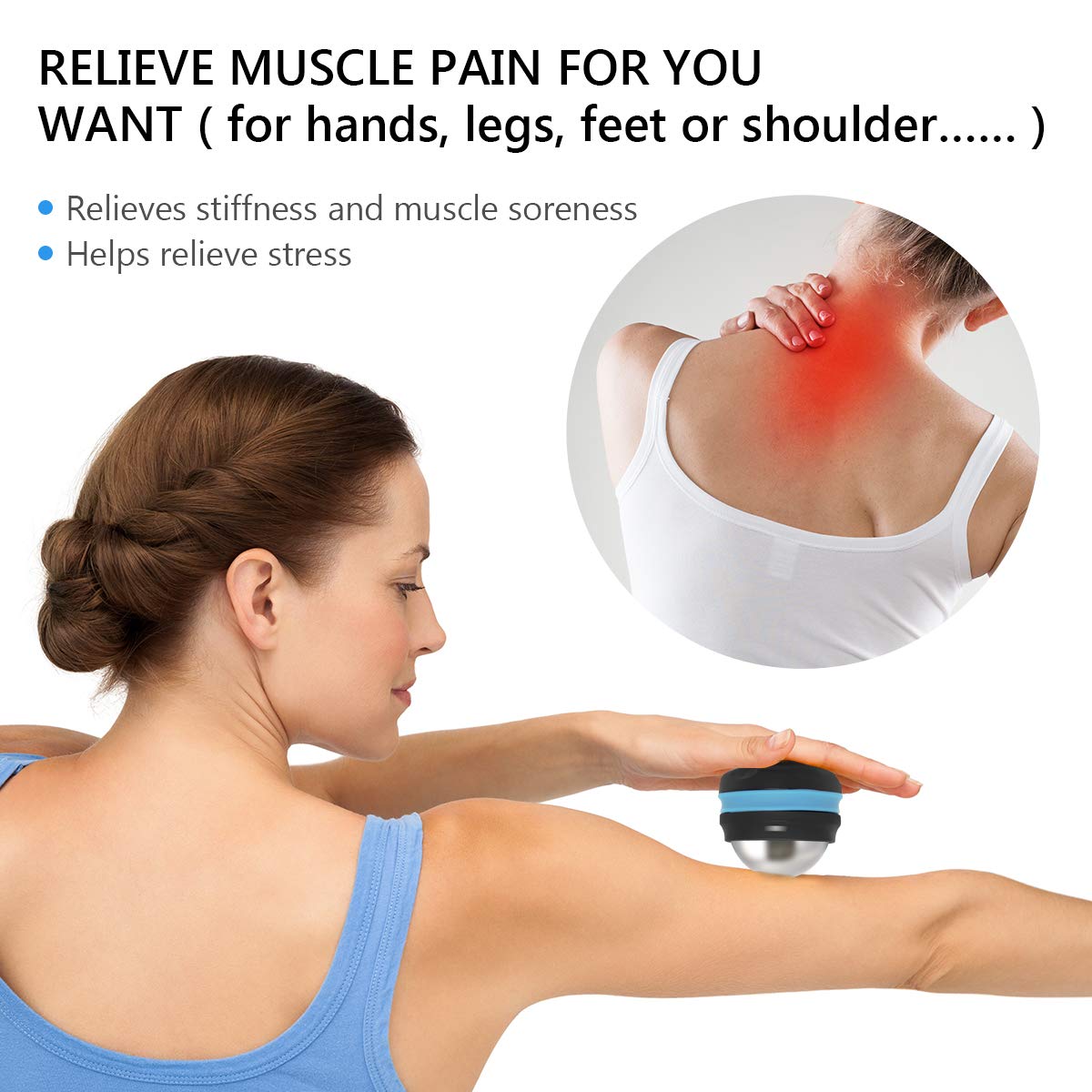 AHIER Cold Massage Roller Ball, Stainless Steel Cold Therapy Relief Tool