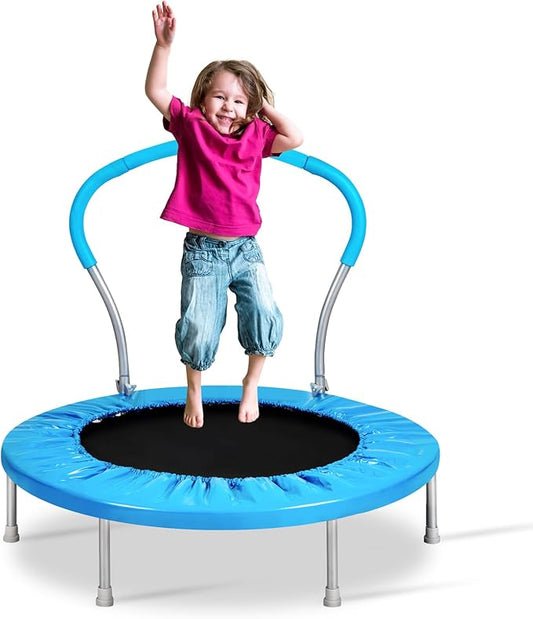 Mini Trampoline for Kids, Indoor Toddler Trampoline with Handle, Child Small Rebounder Trampoline