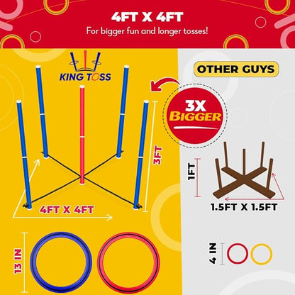 SWOOC Games - King Toss™ | Giant Ring Toss Game for Kids and Adults (4ft x 4ft) | Weatherproof Giant Outdoor Games for Adults and Family | Backyard Activities | Outside Yard & Lawn Game | Beach Fun