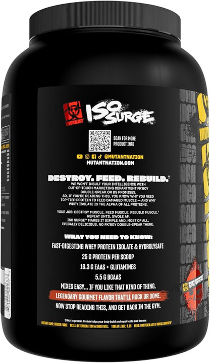 Mutant ISO Surge Whey Protein Isolate Powder Acts Fast to Help Recover, Build Muscle, Bulk and Strength, 1.6 lb (Peanut Butter Chocolate)
