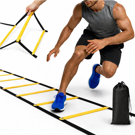SOFTSOUL Tangle Free Agility Ladder, 12 Fixed Rungs, Heavy Duty Speed & Footwork Training Ladder