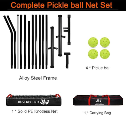 Pickleball Net for Driveway, Portable Pickleball Net System with Regualtion Size 22FT Pickle Ball Net, Outdoor Pickleballs, Carry Bag, Weather Resistant Metal Frame