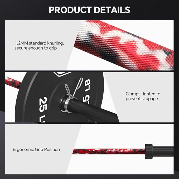 7FT Olympic Barbell Bar with Weight Plate Set Combo, Solid Olympic Bar with Bearings, 700Lbs Capacity Weight Bar for Home Gym Strength Training, Weightlifting, Powerlifting, Fit for 2" Olympic Plates