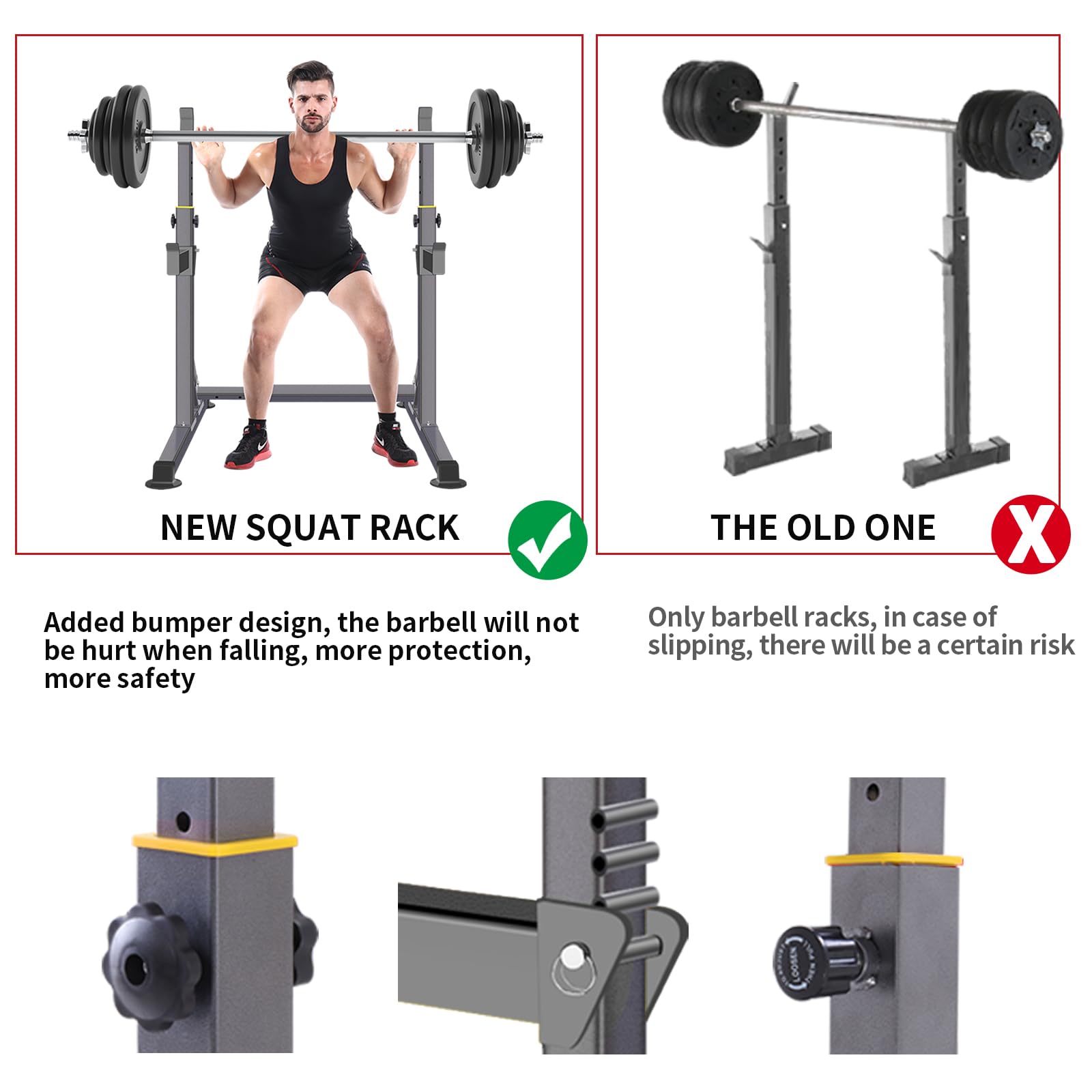 K KiNGKANG Squat Rack, 600lbs Adjustable Barbell Rack for Home Gym