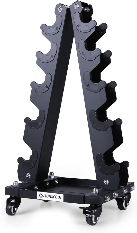 LIONSCOOL Premium Solid Steel Dumbbell Rack Stand Only, A-Frame Portable Weight Storage Organizer with Optional Tray and Wheels, Perfect for Home Gym Fitness Storage (200LBS/300LBS/700LBS Weight Capacity Available)