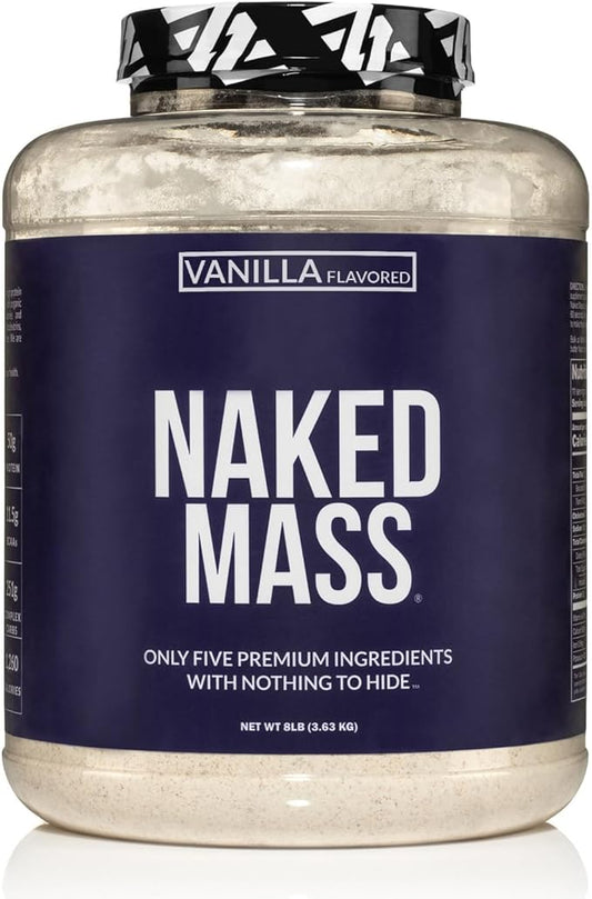 NAKED Vanilla Mass - All Natural Vanilla Weight Gainer Protein Powder - 8lb Bulk, GMO Free, Gluten