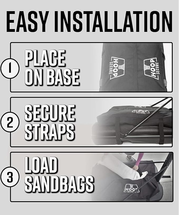 The Original Solution - Heavy Duty Weighted Base Anchor for Basketball Hoops - Weather Resistant, Durable Design, Holds 300+ lbs. Patents-Pending, HOA Friendly (Standard Size, Black)