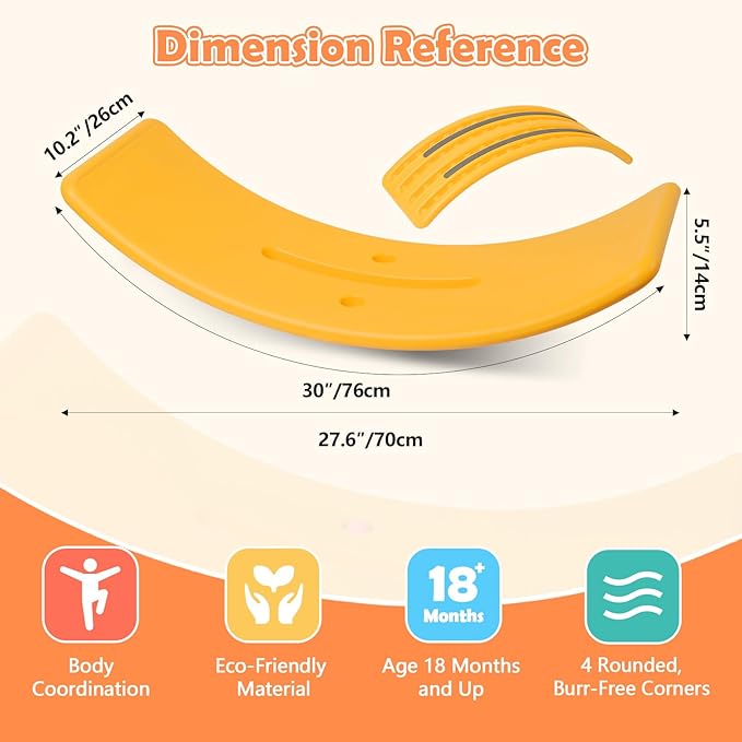 Balance Board Kids with Bouncy Ball, Wobble Balance Board for Balance & Courage Building, Sensory Integration Training, Ideal Toy for Kids Aged 3+