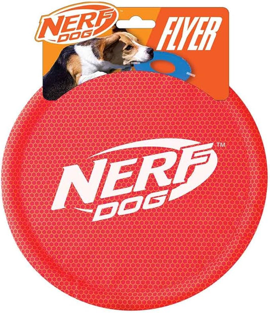 Nerf Dog Nylon Flyer Dog Toy, Flying Disc, Lightweight, Durable and Water Resistant, Great for