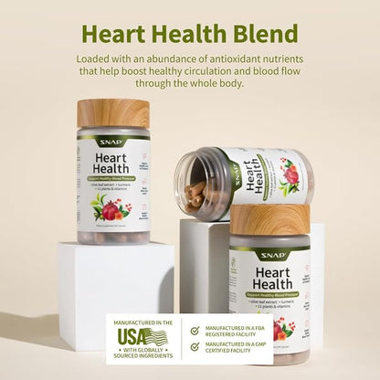Snap Supplements Heart Health Supplements and Blood Circulation Supplements, 270 Capsules