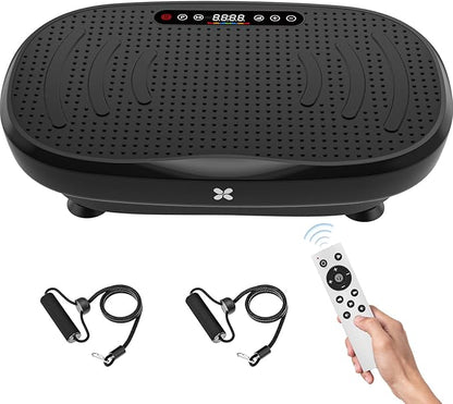 Vibration Plate Exercise Machine, Vibration Plate Platform with Bluetooth & Resistance Bands, Curved Design Full Body Workout Vibration Plate for Weight Loss, Muscle Recovery, Home