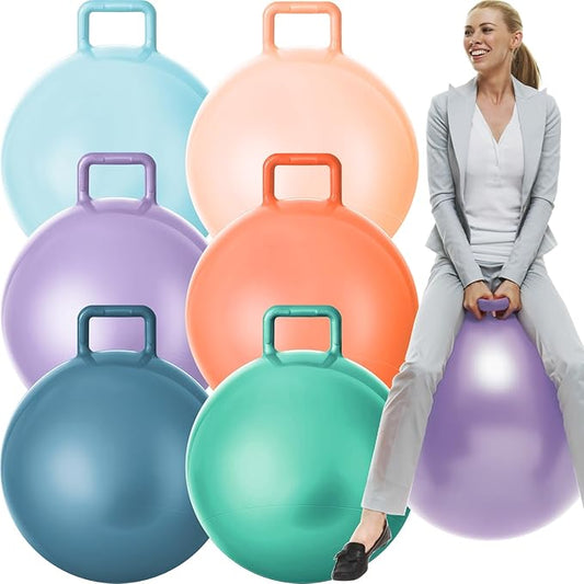 Lewtemi 6 Pcs Hopper Ball Carnival Outdoor Games 32 Inch Jumping Hopping Inflatable Bouncing Ball