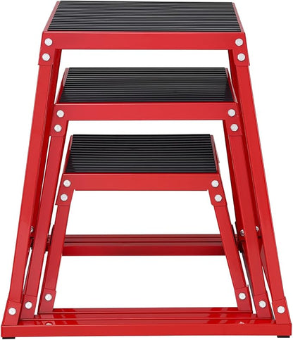 VEVOR Plyometric Jump Box, 18 Inch Plyo Box, Steel Plyometric Platform and Jumping Agility Box, Anti-Slip Fitness Exercise Step Up Box for Home Gym Training, Conditioning Strength Training