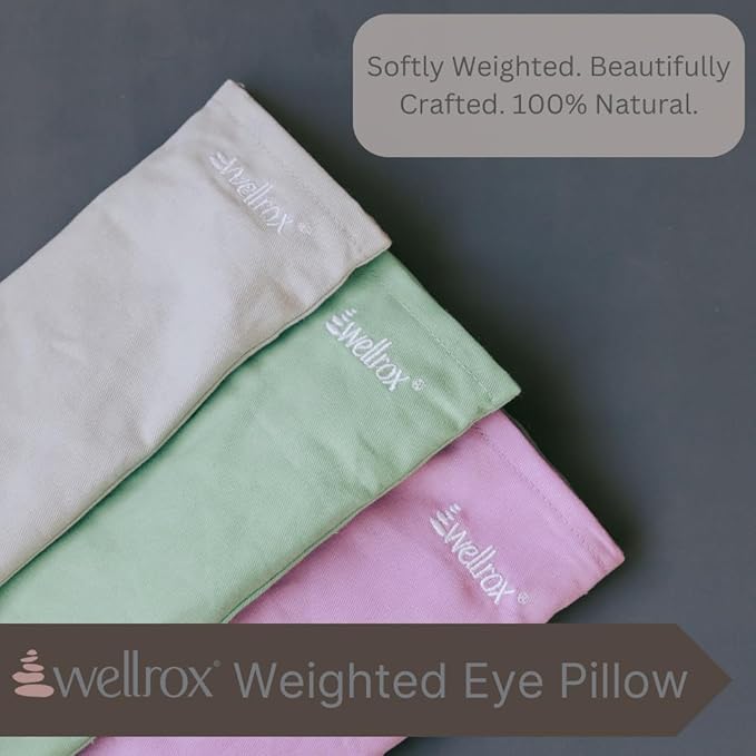 Weighted Eye Pillow - Flaxseeds & Lavender Eye Pillow Weighted for Restorative Yoga, Meditation & Stress Relief | Microwave Heating Pad & Cool Compress for Sinus Relief (Grey, Unscented)