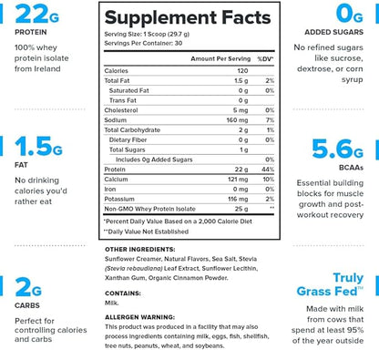 LEGION Whey+ Protein Whey Isolate from Grass Fed Cows - Whey Protein Isolate Powder Low Calorie, Non-GMO, Sugar Free, Lactose and Gluten Free, All Natural Protein Powder for Men & Women (30 Servings)