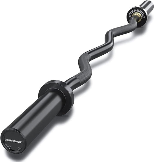 47" Olympic EZ Curl Bar 500-lbs Capacity Steel Barbell Suitable for 2" Weight Plates, 2-Inch Curl Bar for Weight Lifting,Hip Thrusts,Squat,Biceps-Home Gym Weight Bar