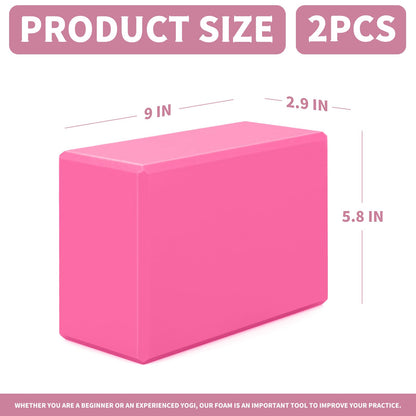 Yoga Blocks 2 Pack, 9x6x3in Pilates Block, Non-Slip Foam Brick for Exercise