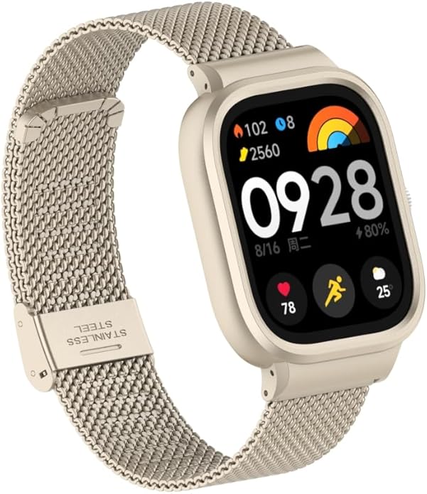 HOPMC Adjustable and Comfortable With Redmi Watch 4 Strap Metal Case 22mm Stainless Steel Mesh Replacement Straps for Redmi Smartwatch 4