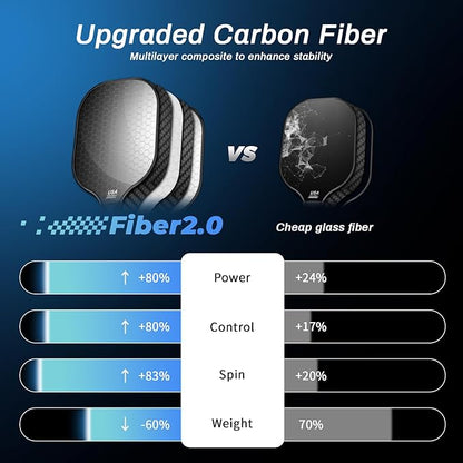 99.9% T300 Carbon Fiber Lightweight Pickleball Paddles Set of 2 Indoor Outdoor Games Equipment Beginner Intermediate Pro Sports Accessories Gifts