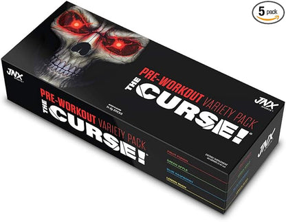 JNX SPORTS The Curse! Pre Workout Powder for Men & Women, Caffeine, Beta-Alanine, Creatine, L-Citrulline, Sample Variety Pack, 5X 8g Samples ??Boost Energy, Strength & Focus
