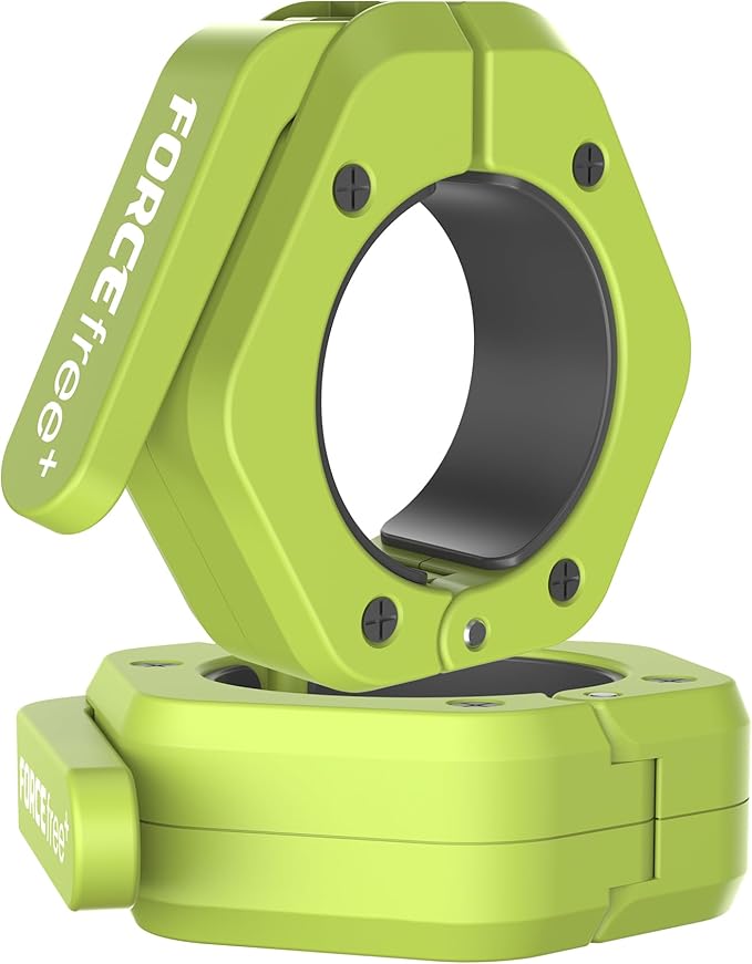 Barbell Clips (Pair), Barbell Clamps, Quick Release Olympic Barbell Clamps with Anti Slip TPR Grip, Barbell Collars for Secure Weightlifting & Powerlifting (Black) (MAG, Green)