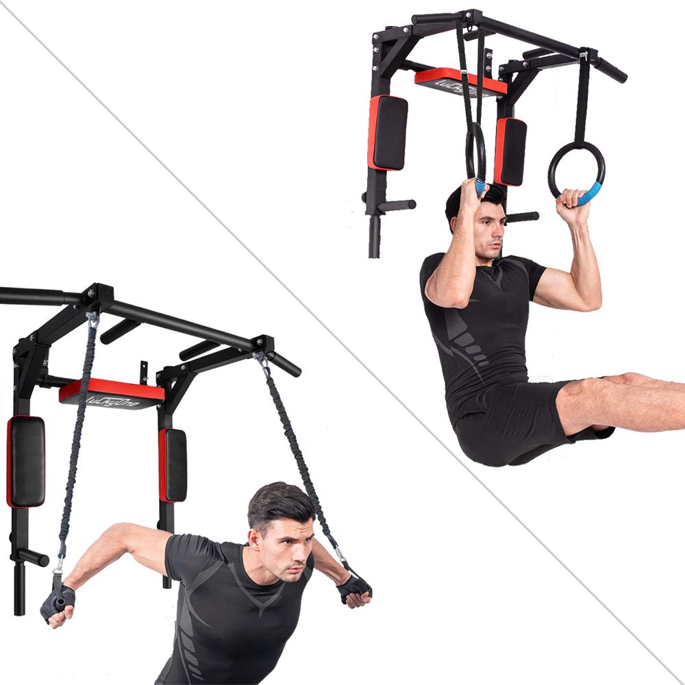Multifunctional Wall Mounted Pull Up Bar, Chin Up Bar,Dip Station