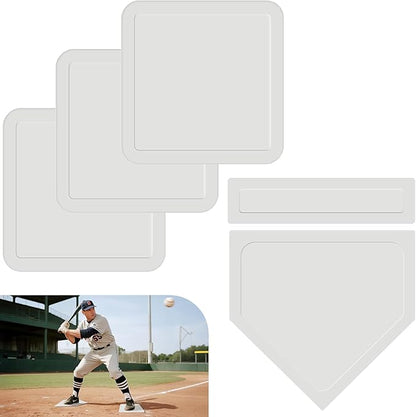 5-Piece Baseball & Softball Base Set, Thrown Down Sports Bases and Pitching Mount, Durable Rubber Field Bases for Kids & Adults for Indoor and Outdoor Softball, Baseball, and Kickball Practice