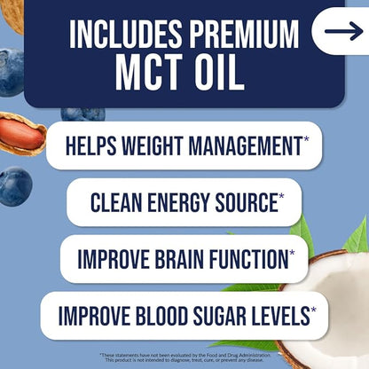 Naked Shake - Peanut Butter Blueberry Protein Powder, Plant Based Protein with Mct Oil, Gluten-Free, Soy-Free, No Gmos Or Artificial Sweeteners - 30 Servings