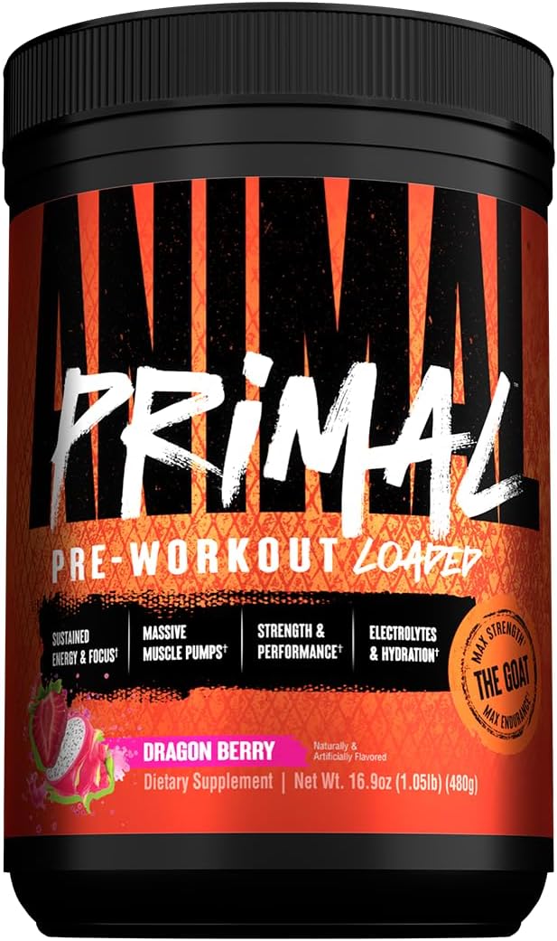 Animal Primal Muscle Hydration + Preworkout Powder ??Contains Beta Alanine, 3DPump, Caffeine & Electrolytes ??Improves Energy, Focus, Endurance & Absorption ??New Dragon Berry Flavor, 16.9 oz