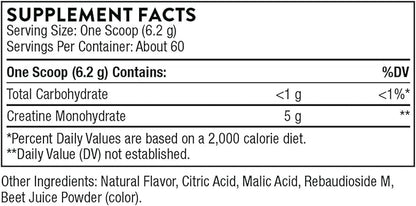 THORNE Creatine - Micronized Creatine Monohydrate Powder - Support for Muscles & Cognitive Function* - for Women & Men - Strawberry - NSF Certified for Sport - 5 g per Serving - 60 Servings