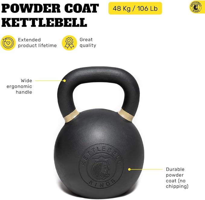 Kettlebell Kings Powder Coated Kettlebell Weights - 9-97 lb Strength Training Kettlebells for Men and Women - Hand Weights Workout Gym Equipment - Weights Set for Home Gym- New