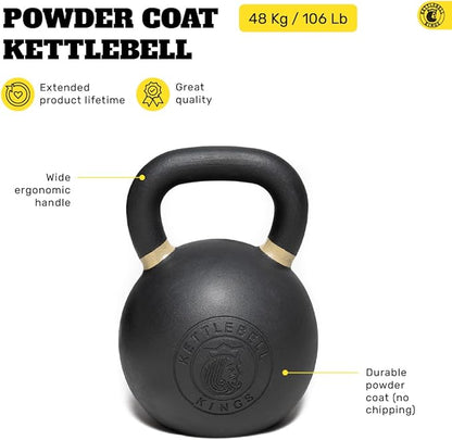 Kettlebell Kings Powder Coated Kettlebell Weights - 9-97 lb Strength Training Kettlebells for Men and Women - Hand Weights Workout Gym Equipment - Weights Set for Home Gym- New