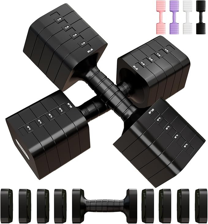 Adjustable Dumbbell Set for Women Men 16LB 20LB Hand Weights Dumbbells Sets Woman Exercise Fitness dumbbell Adjust dumbbells set of 2 for Home Gym Workout Strength Training Equipments